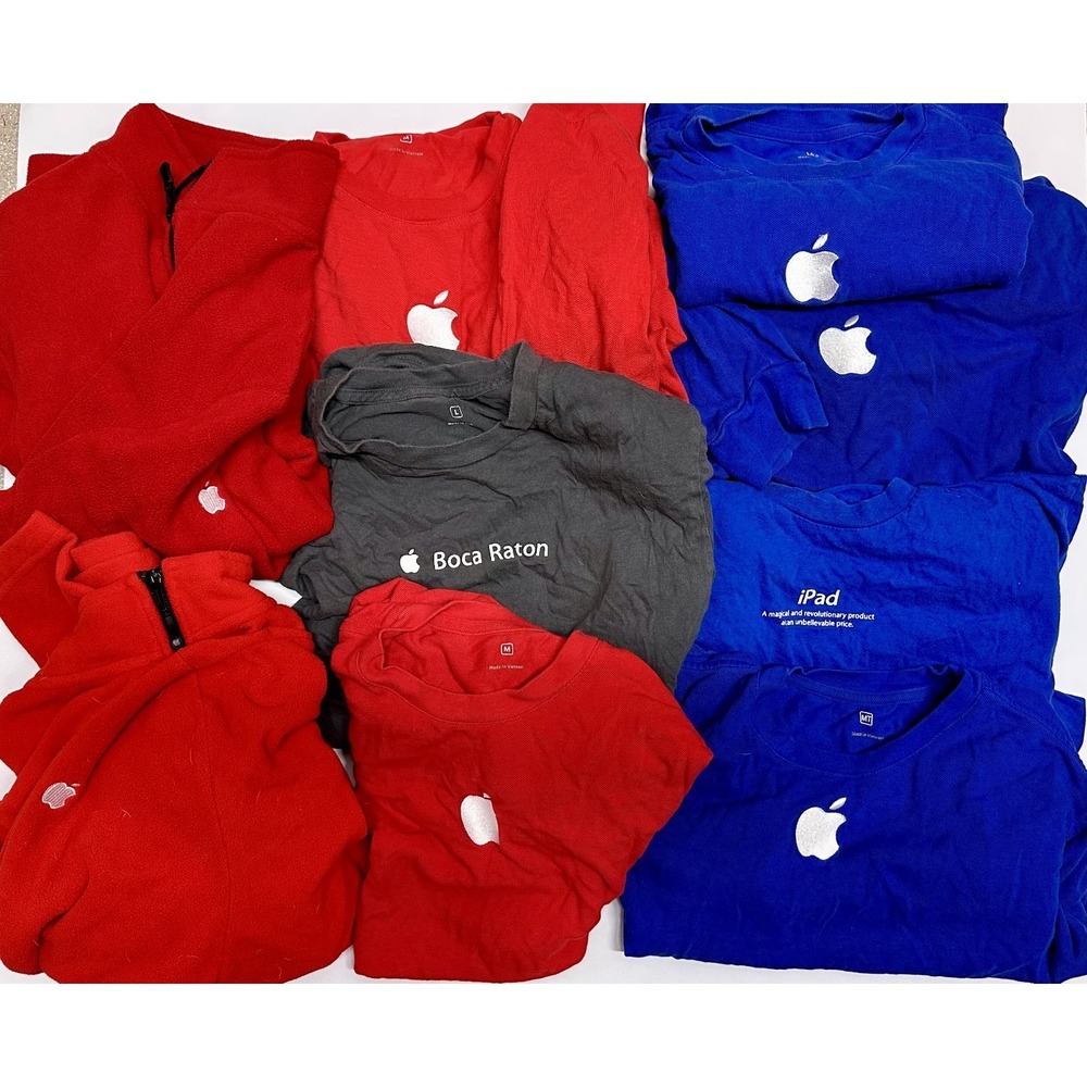 Lot of 9 Apple Logo Promo T-Shirts & Fleece Red Blue Boca Raton iPad Mixed Sizes